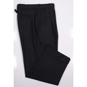 Edgar Pomeroy Bespoke Gray Herringbone 100% Cashmere Pleated Dress Pants 32x27